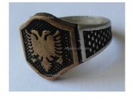 Albania WWII Double Headed Eagle Ring for the Albanian Volunteer Regiments of the Italian Army 1939 1943, Silver 925