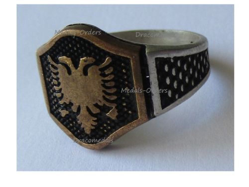 Albania WWII Double Headed Eagle Ring for the Albanian Volunteer Regiments of the Italian Army 1939 1943, Silver 925
