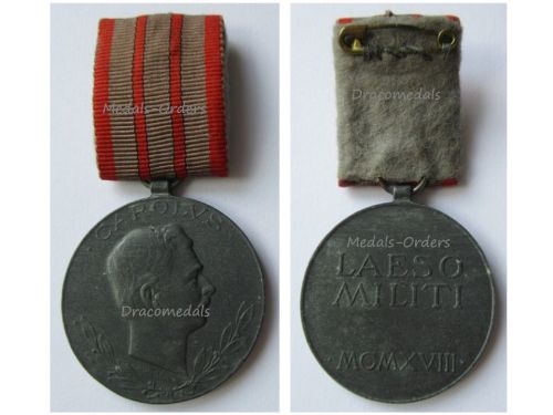 Austria Hungary WWI Wound Medal Laeso Militi for 2 Wounds on Bar Marked W&A 1918 Signed by Placht