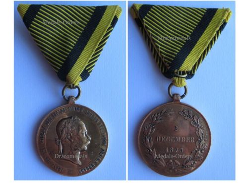 Austria Hungary Commemorative Medal for the Campaigns Prior to 1873 in Silver Gilt, Type VII - RARE VARIATION
