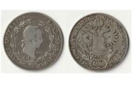 Austrian Empire Silver 20 Kreuzer Coin 1830 A, Kaiser Franz I, Vienna Mint