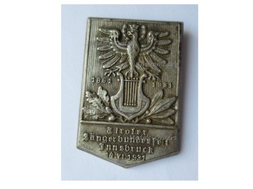 Austria Badge Tirol (Tyrol) Singer Association Festival, Innsbruck 1931