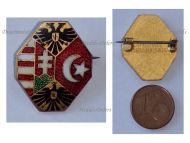 Austria Hungary WWI Cap Badge with the Central Powers Flags and the Imperial Eagles Official Type by the War Support Office 