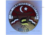 Austria Hungary WWI Cap Badge Mit Vereinten Kraften Muslim Sword & Central Powers Flags With Joint Forces 1914 1915
