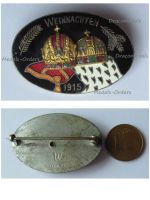 Austria Hungary WWI Cap Badge Weihnachten 1915 Christmas with the Austrian Imperial and the Hungarian Royal Crown and Cloak Marked W & Gesch Gesch