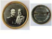Austria Hungary WWI Cap Badge Brooch United Kaisers Franz Joseph and Wilhelm II, Large Type