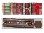 Austria Hungary WWI Hungarian Ribbon Bar of 4 Medals (Pro Deo et Patria, Hindenburg & Kaiser Karl's Cross of the Troops, Wound Medal)