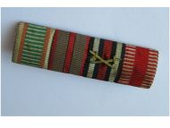 Austria Hungary WWI Hungarian Ribbon Bar of 4 Medals (Pro Deo et Patria, Hindenburg & Kaiser Karl's Cross of the Troops, Wound Medal)