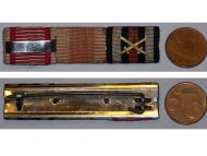 Austria Hungary Germany WWI Ribbon Bar of 3 Medals (Tapferkeit Fortitudini Bravery Medal with Repetition Bar, Kaiser Karl's Cross of the Troops, Hindenburg Cross with Swords)