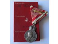 Austria Hungary WWI Signum Laudis Military Merit Medal with Crown & Swords Silver Class Kaiser Karl 1917 1918 in Silvered Bronze Boxed
