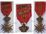 Belgium WWI War Cross 1914 1918 with Bronze Lion 2 Palms of King Albert