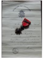 Belgium WWII War Cross with Palms L King Leopold III with Diploma Dated 1938