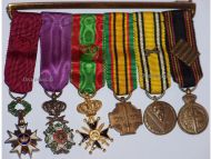 Belgium WWII Set of 6 Medals (Order of the Crown Officer's, Order of Leopold I Military Division Knight's, Military 1st Class & Combatants Cross, WW2 Commemorative & Prisoner of War Medal with 5 Clasps 1940 1945) MINI