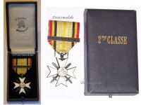 Belgium WWI Civic Cross for War Merit 2nd Class with Clasp 1914 1918 Boxed by Fonson