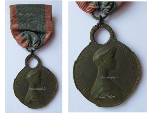Belgium WWI Queen Elisabeth Medal Signed AV