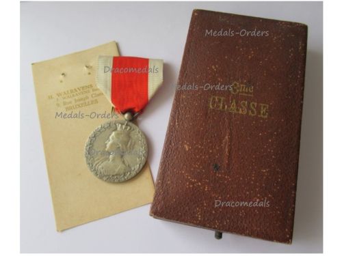 Belgium WWI Silver Medal for National Alimentation & Relief 1914 1918 by Devreese Boxed by Walravens