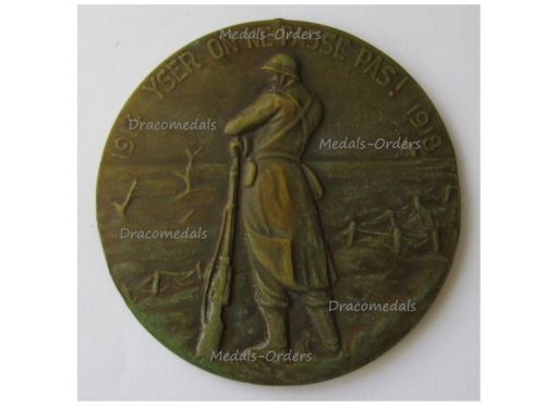 Belgium WWI Yser Battle Bronze Commemorative Plaque 1914 1918 for Fire Card Recipients Named by Canneel