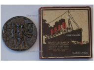 Britain WWI RMS Lusitania Sinking Propaganda Medal Boxed