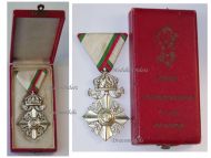 Bulgaria WWI WWII Order of Civil Merit 6th Class Silver Cross with Crown 1918 1944 Boxed
