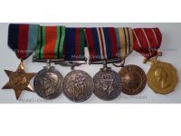 Canada WWII Set of 6 Canadian and British Medals to an NCO (1939 1945 Star, Defense, War, Voluntary Service, UN UNEF Medal & Canadian Forces Decoration)