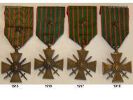 France Set of 4 WWI War Crosses 1914 1915 1916 1917 1918
