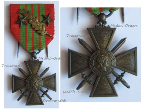 France WWII War Cross 1939 with 3 Citations (Palm, 2 Bronze Stars)