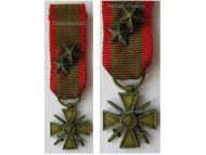 France WWII War Cross with 2 Citations (2 Bronze Stars) London Type MINI