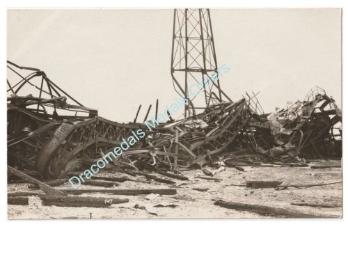 France WWI Propaganda Postcard, Destroyed Zeppelin Airship Hangar