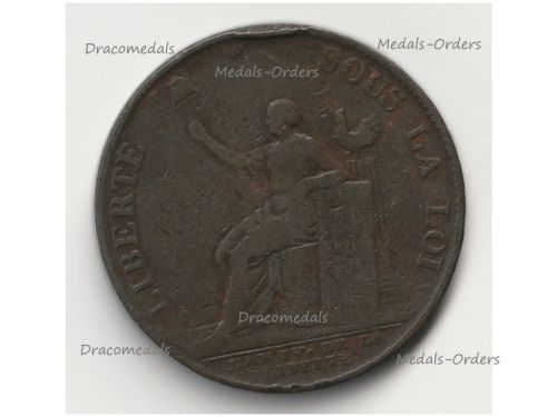 France Copper Revolutionary Coin 2 Sols 1792 Constitution by Dupre
