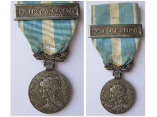 France WWI Colonial Medal 1st Type 1893 1913 Bifacial with Clasp Extreme Orient by Arthus Bertrand