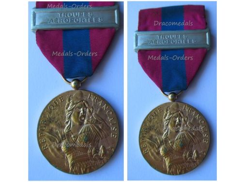 France National Defense Medal 1982 Bronze Class with Bar Troupes Aeroportees