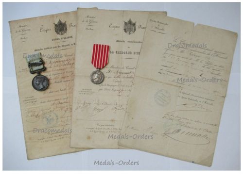 France Set of Medals & Diplomas of an Infantry Captain (British Crimea Medal with Bar Sebastopol, French Italian Campaign Medal 1860)