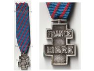 France Libre WWII Free French Volunteers Commemorative War Cross 1939 1945 MINI