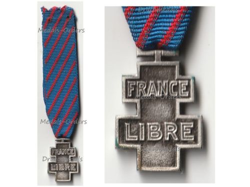 France Libre WWII Free French Volunteers Commemorative War Cross 1939 1945 MINI