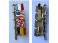 France WWII Patriotic Badge for the Liberation of Paris with the Flags of the Allied Powers USA, Britain & Belgium