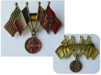 France WWII Free French Patriotic Liberation Badge with the Cross of Lorraine and the Allied Flags (USA, Great Britain, USSR and Belgium)