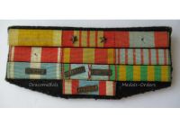 France WWII Ribbon Bar of 10 Medals (Valor & Discipline, WWII Commemorative, Indochina, Colonial & North Africa Medal for Security and Order Operations, WWII Volunteer Combatants, Military Valor, Combatants & War Cross)