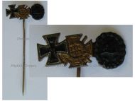 Germany WWI Stickpin Set of 3 Medals (Black Wound Badge, Iron Cross, Hindenburg Cross with Swords 1914 1918) MINI