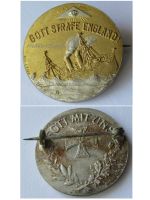 Germany WWI Cap Badge Sinking of HMS Aboukir, Hogue, Cressy by U-9 Submarine, Got Straffe England, Gott Mit Uns, Iron Cross Marked Ges. Gesch.