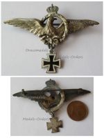 Germany Prussia WWI Patriotic Badge for the German Imperial Flying Corps Eagle Crown & Iron Cross with white Bordure