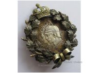 Germany WWI Patriotic Brooch with 2 Mark Coin 1701 1901 for the Bicentennial of the German Empire with the Prussian Royal Crown & Oak Leaf Wreath in Silver 800