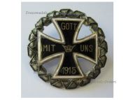 Germany WWI Patriotic Cap Badge Iron Cross Gott Mit Uns 1915