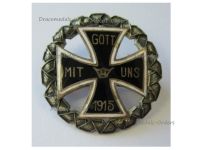 Germany WWI Patriotic Cap Badge Iron Cross Gott Mit Uns 1915