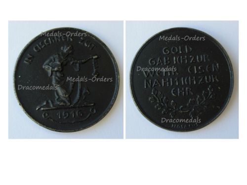 Germany WWI Patriotic Medal In Eiserner Zeit 1916