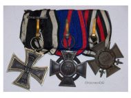 Germany WWI Set of 3 Medals (Oldenburg Friedrich August Merit Cross 2nd Class, Iron Cross, Hindenburg Cross with Swords Marked G19)