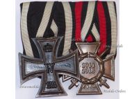 Germany WWI Set of 2 Medals (Iron Cross 1914 2nd Class EK2, Hindenburg Cross for Combatants Marked Erbe)