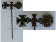 Germany WWI Stickpin Set of 3 Medals (Bremen Hanseatic Cross, Iron Cross, Hindenburg Cross with Swords 1914 1918) MINI