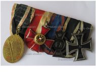 Germany WWI Set of 4 Medals (Lubeck Hanseatic Cross, Oldenburg Friedrich August Merit Cross FA2 & Iron Cross 2nd Class EK2, Kyffhauser Veteran Medal)