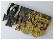 Germany WWI Set of 4 Medals (Iron Cross, Prussian Military Service Cross XV Years, German Legion of Honor Medal, 21st Infantry Reg Regimental Cross)