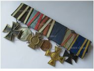 Germany WWI Set of 6 Medals (Hesse Bravery Medal, Brunswick Ernst August, Iron Maker M, Hindenburg LNBG, Olbenburg Cross, Prussia Territorial Army)
